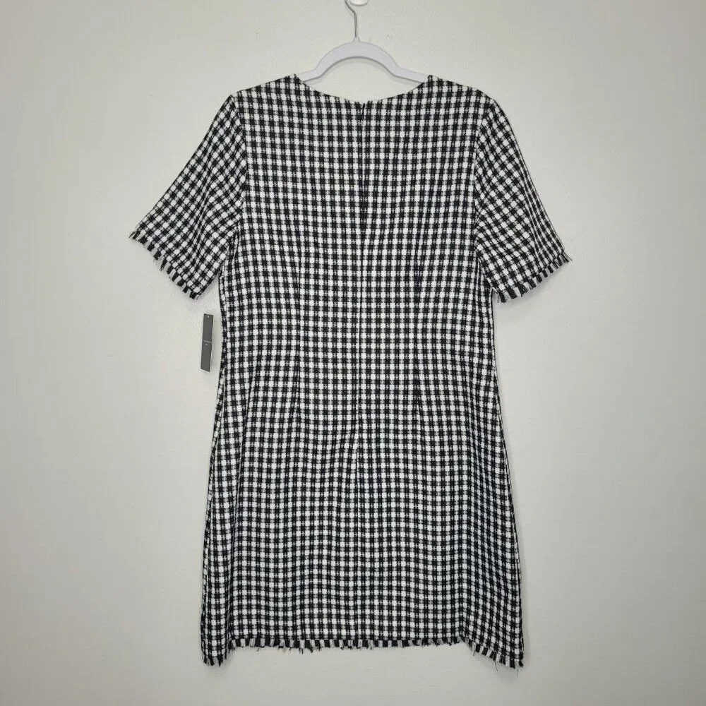 Tahari ASL Black and White Houndstooth Short-Sleeve Sheath Dress Classic 12 NWT - Picture 3 of 7